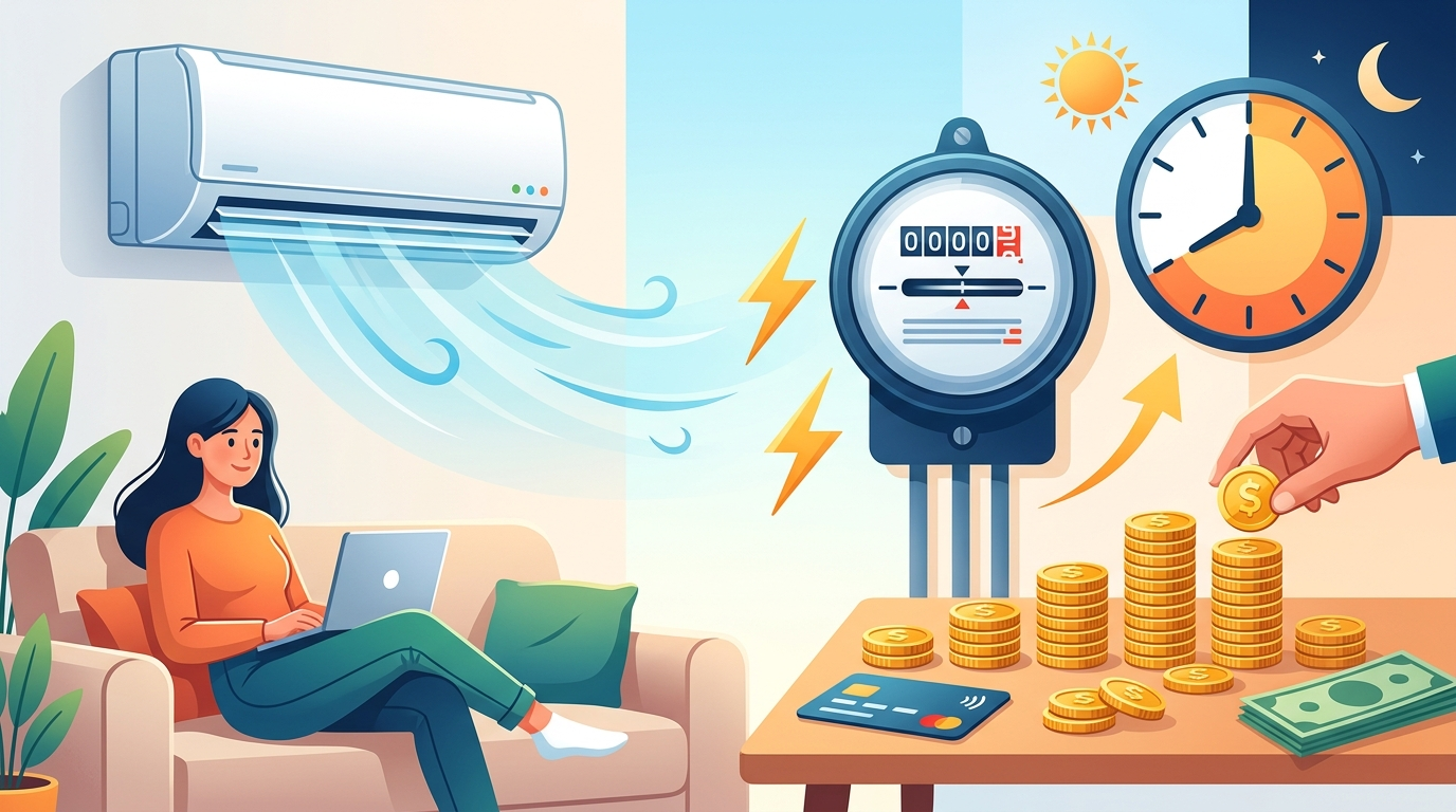 O custo real do ar-condicionado ligado 8 horas por dia.